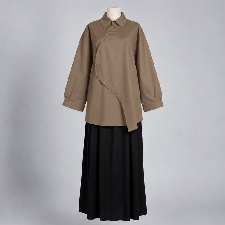 Chemise asymétrique - Taupe