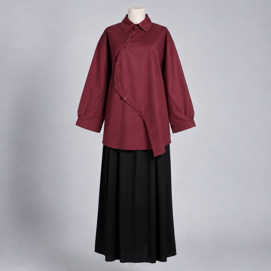 Chemise asymétrique Bordeaux